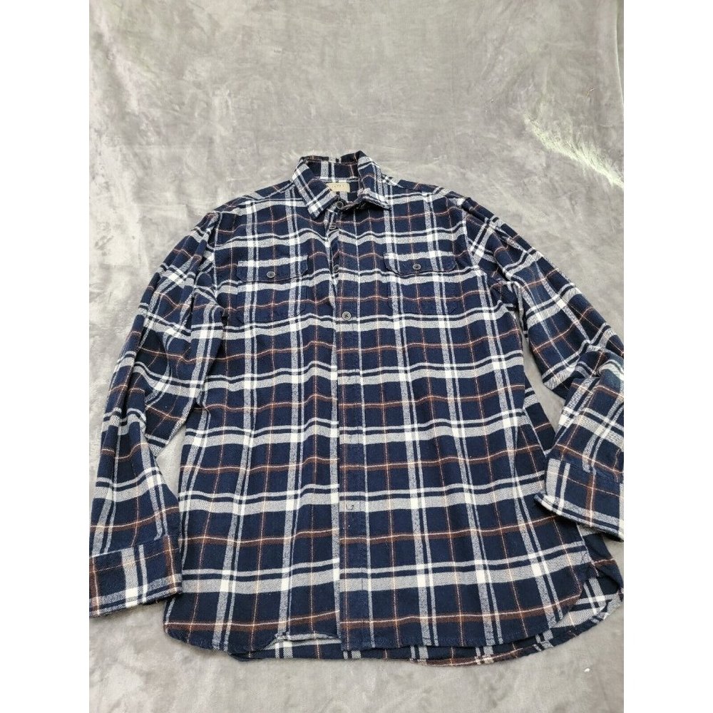 Jachs XLT Plaid Flannel Shirt Heavy 100% Cotton Overshirt Blue plaid Button‎ Up